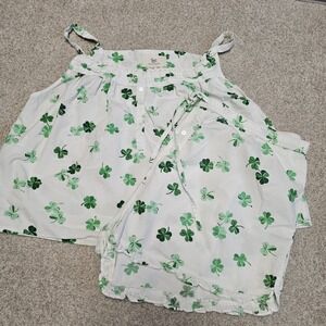 Print Fresh Shamrock Lucky Charm Clover PJ Pajama Short Set Sleeveless Sz 1X